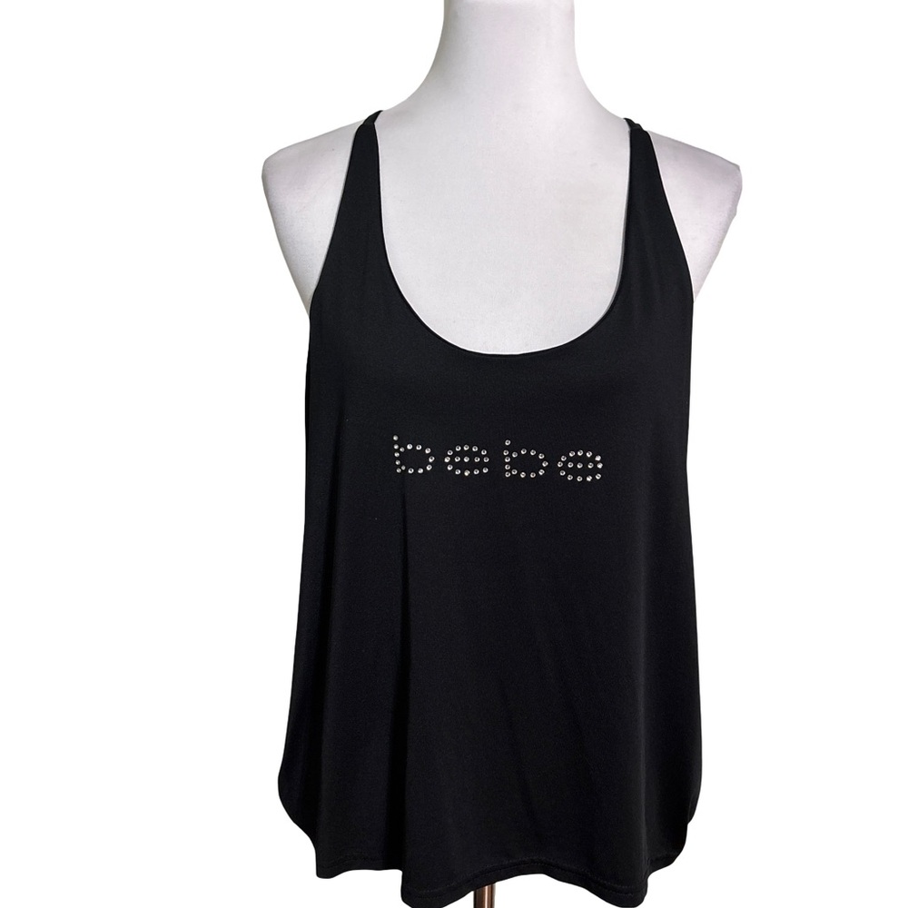 Bebe Black Tank Top with Rhinestone Detail